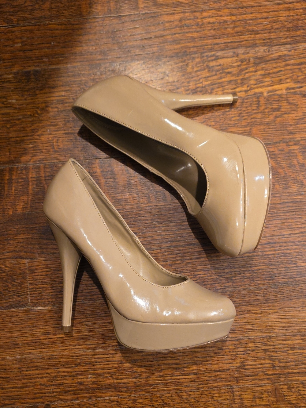 Brash Nude Patent Platform Stiletto Heels Women's Size 8.5